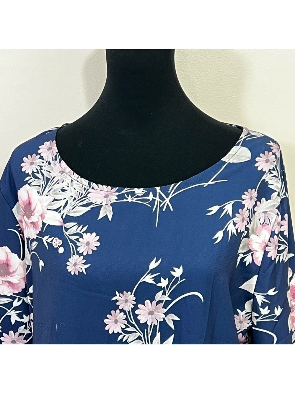 Women Long Sleeve Shirt Tunic Tops Flower Print Blouse Shirts Blue Pink Size XL - Picture 4 of 11